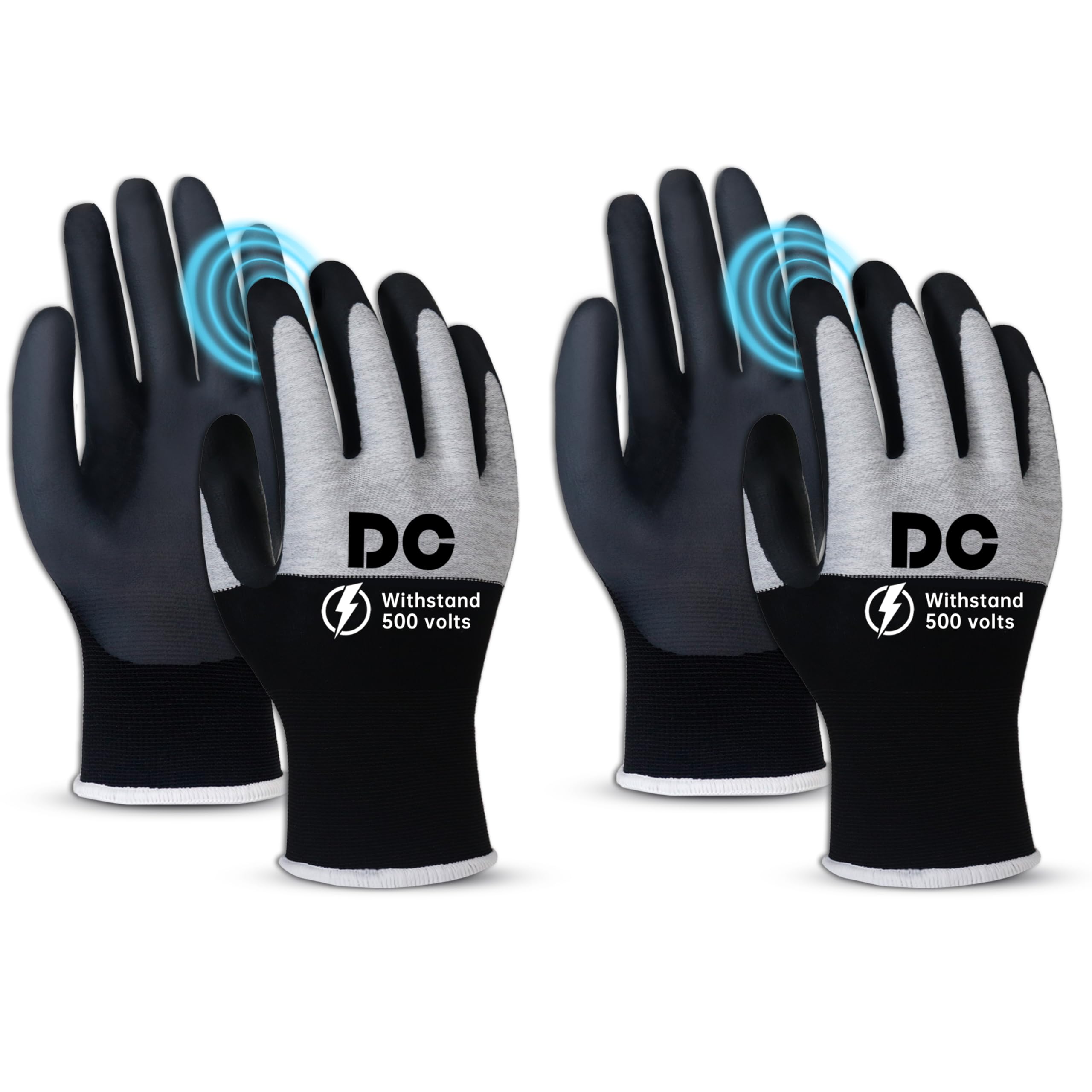 DongChu insulated electrician gloves with palm insulation for safe electrical work up to 500V.