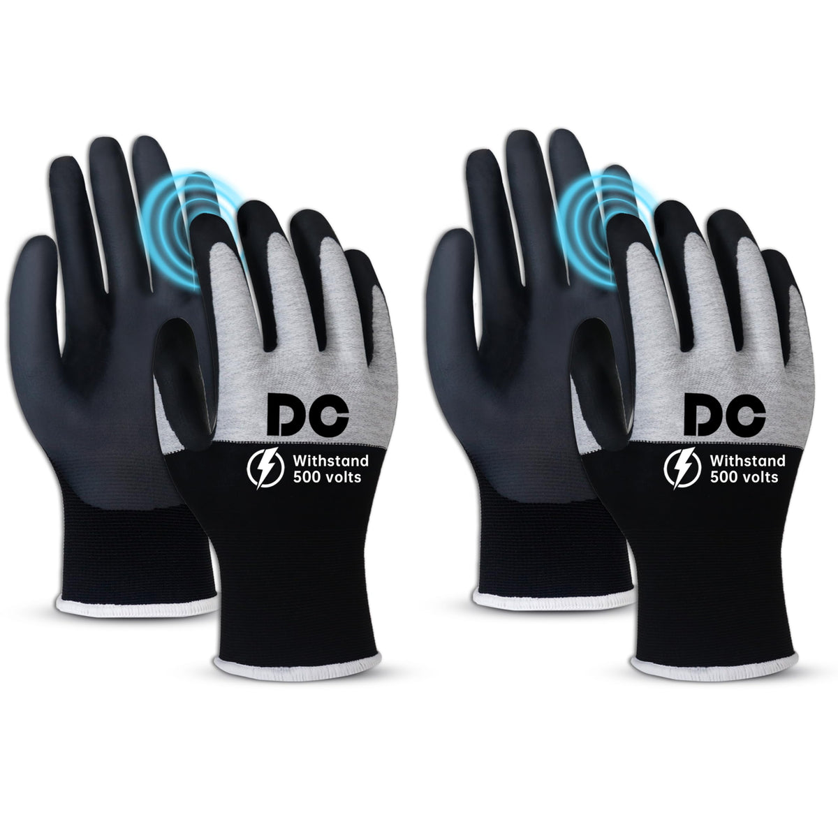 DongChu insulated electrician gloves with palm insulation for safe electrical work up to 500V.
