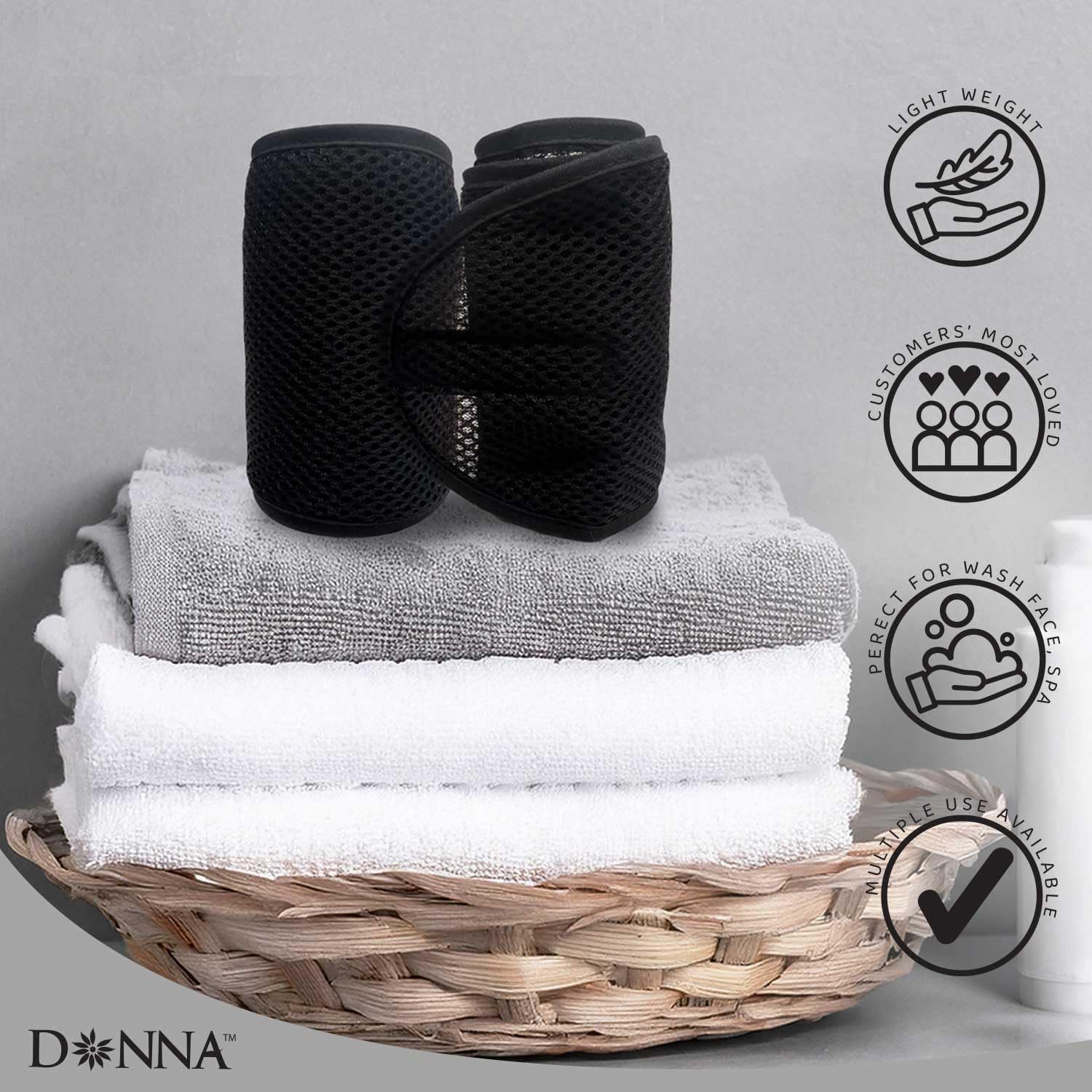 Donna Deluxe adjustable morning-to-night wrap adapts to your head and styling routine.