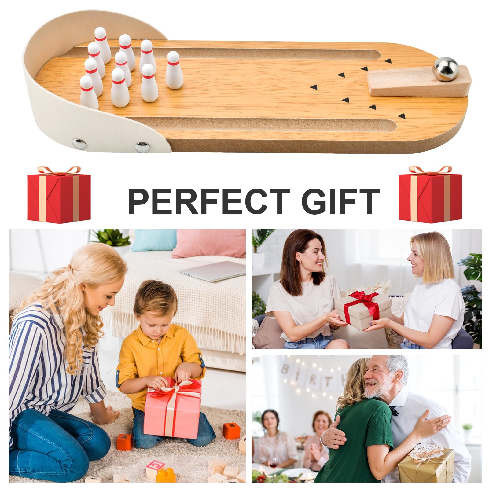 Donse mini bowling set offers light playful stress-relief at work.