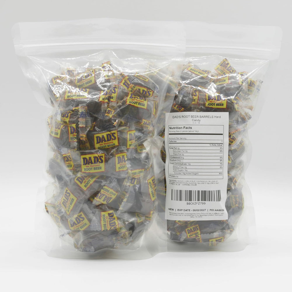 Donty-Tonty DAD'S Root Beer Barrels clear packaging keeps freshness while staying visible