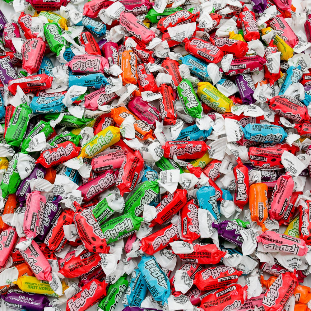 Donty-Tonty Frooties bulk bag showing 145 pieces across 10 flavors for events