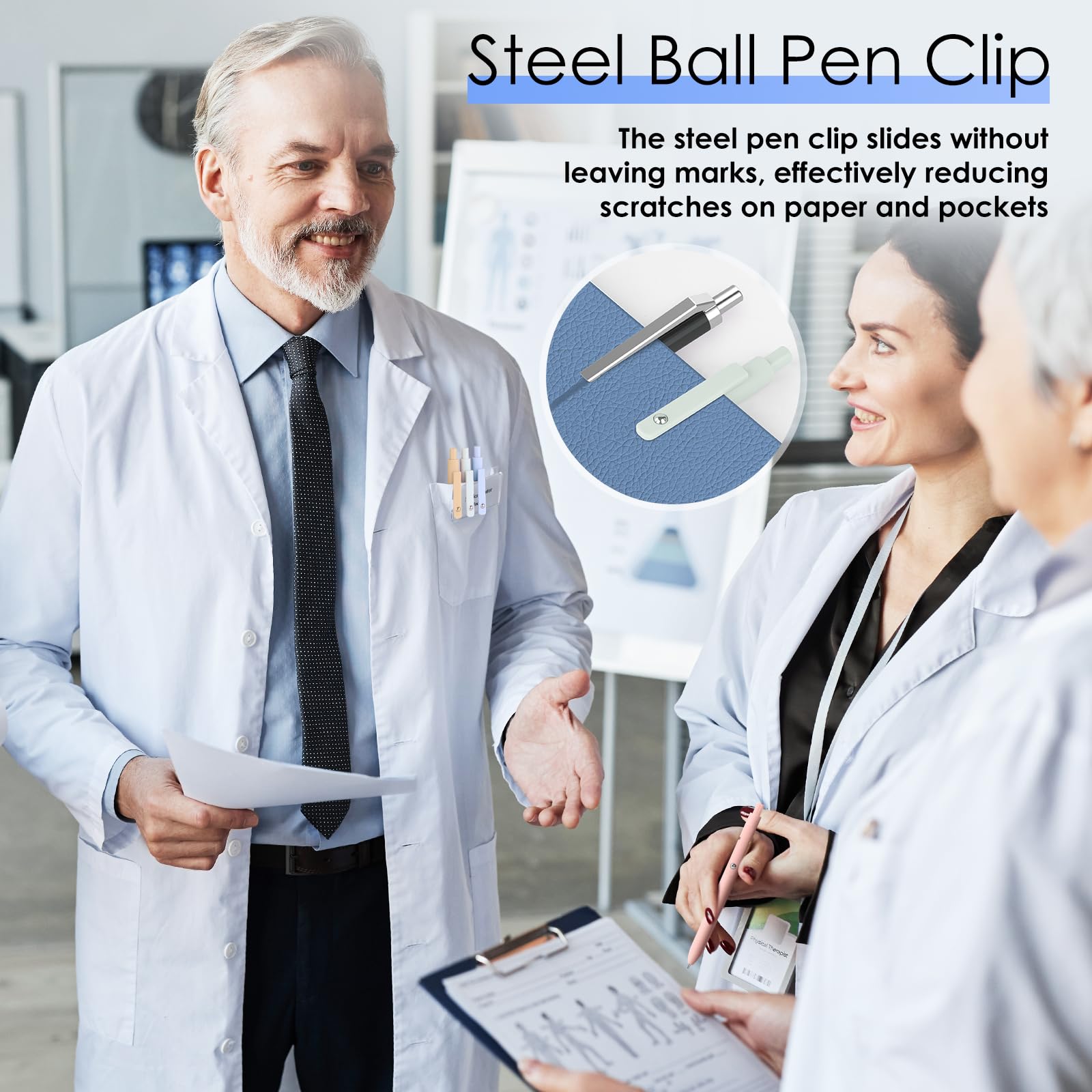 Donyang Gel Pens 7-pack clip detail for secure notebook attachment.