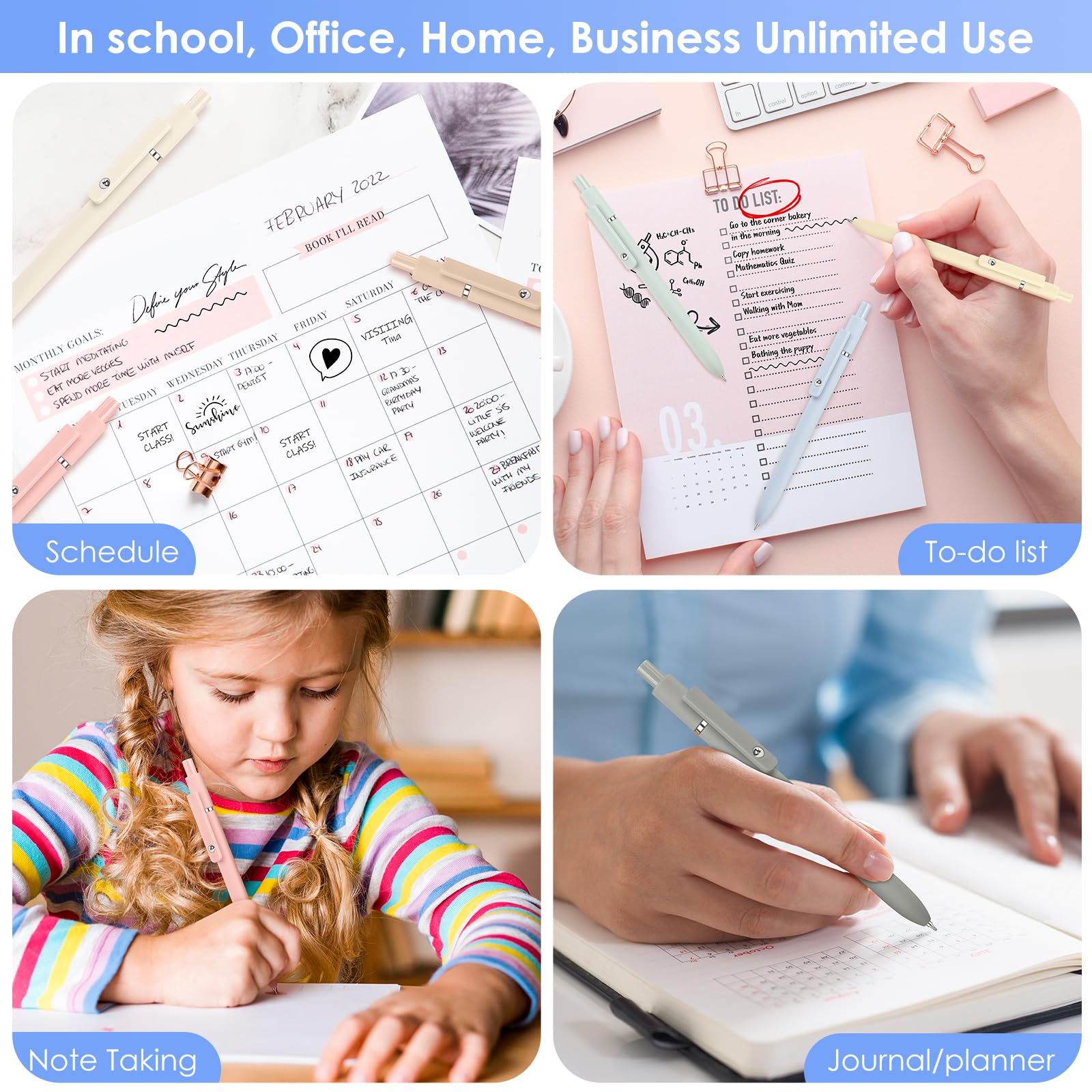 Donyang Gel Pens 7-pack on notebook setup showcases neat, tidy desk use.
