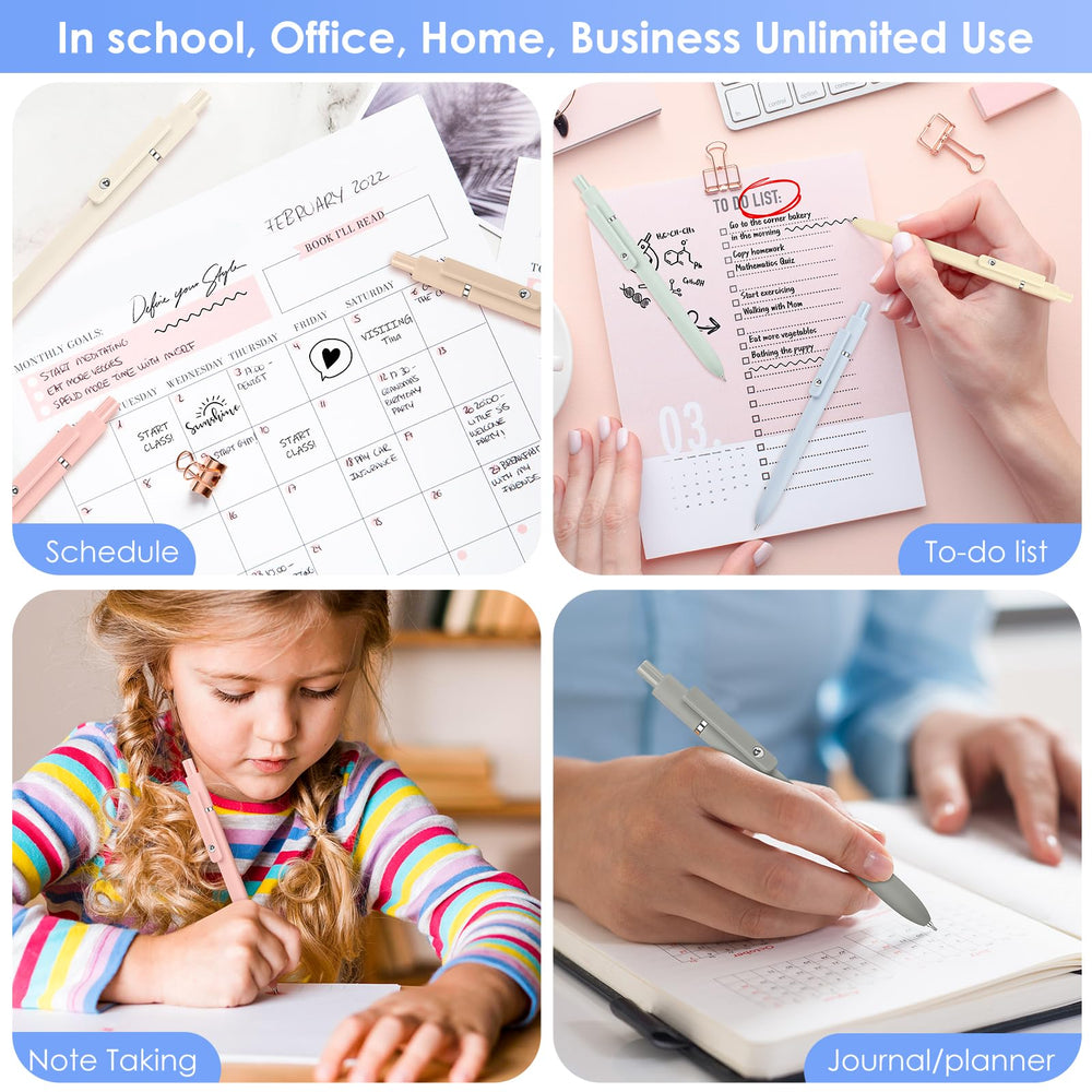 Donyang Gel Pens 7-pack on notebook setup showcases neat, tidy desk use.