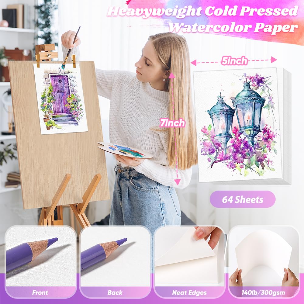 Donyang watercolor paper texture close-up highlights the soft cold-press finish.