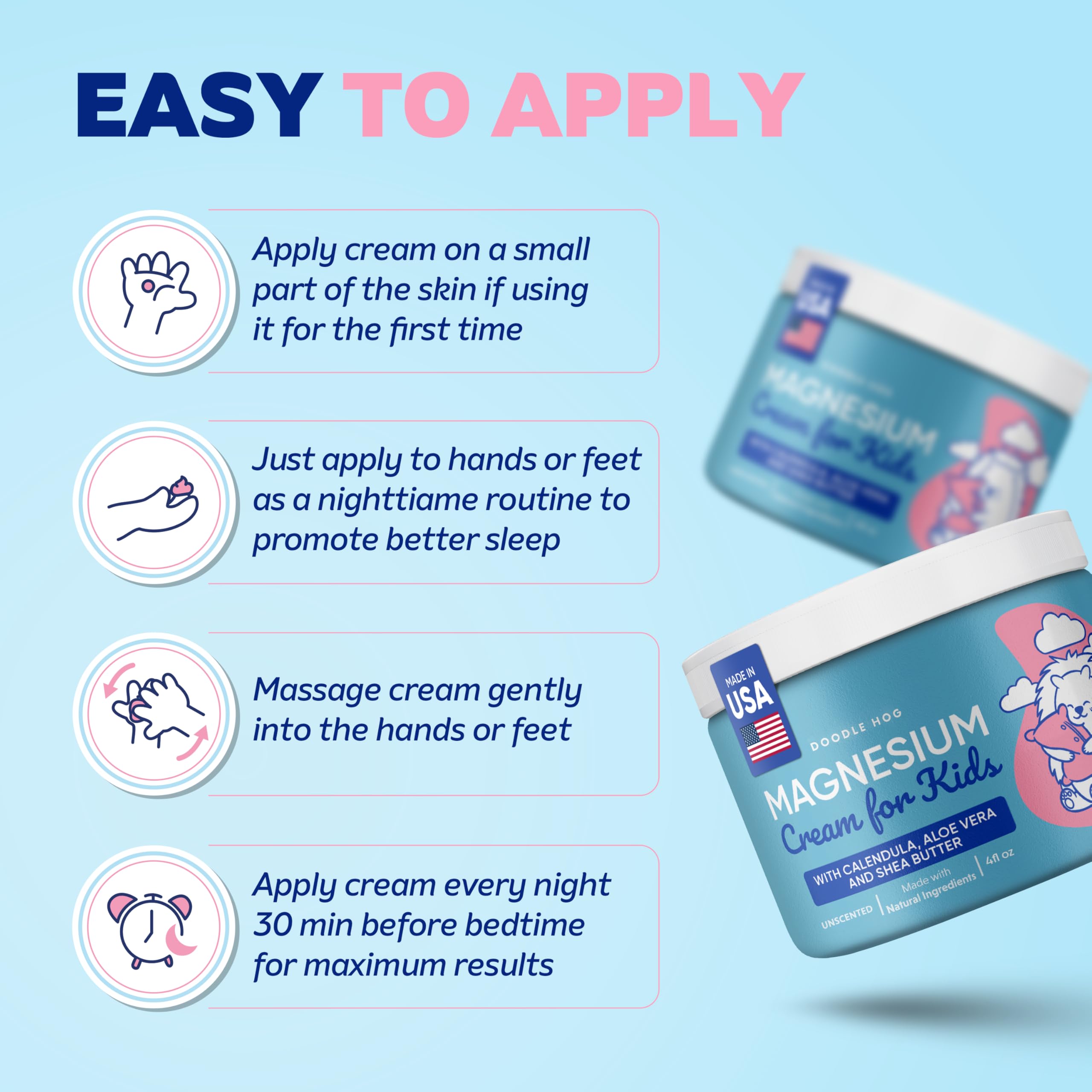 DOODLE HOG bedtime scene shows easy massage supporting a calm night routine