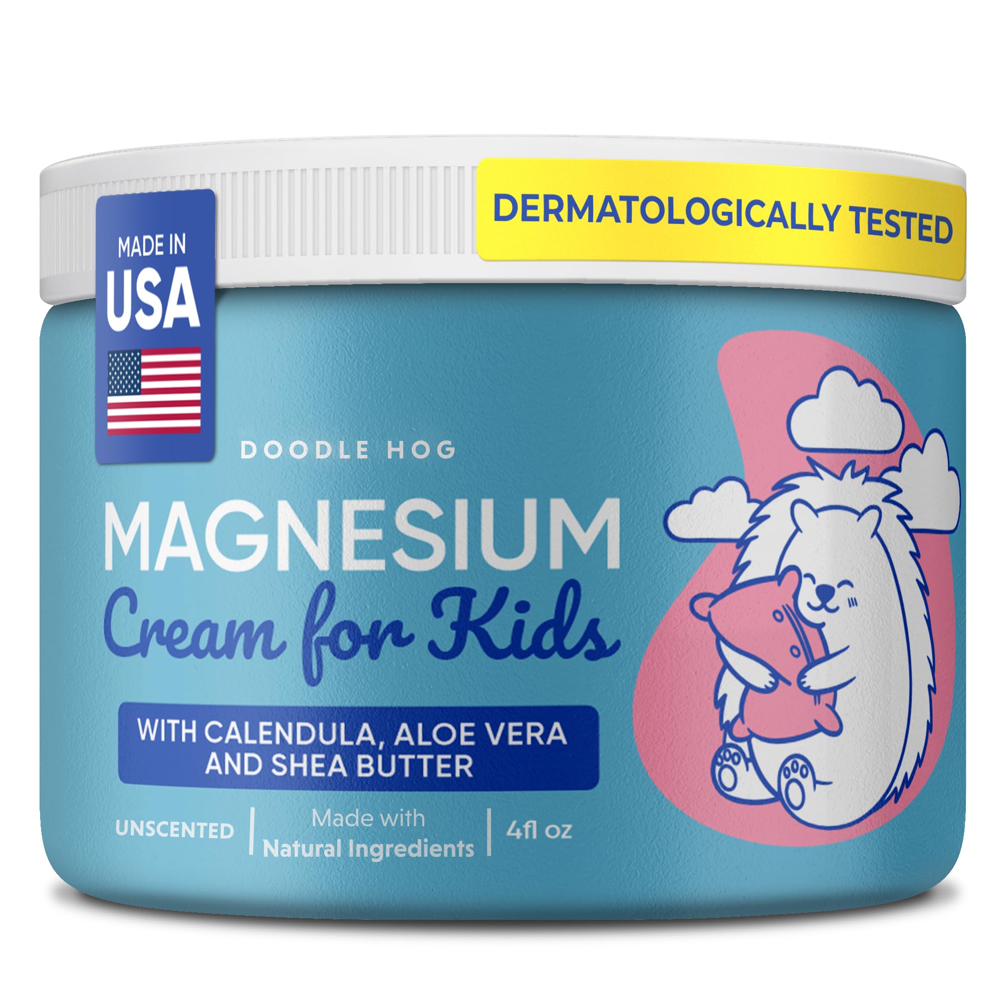 DOODLE HOG Magnesium Cream for Kids bottle ready for a calming bedtime massage