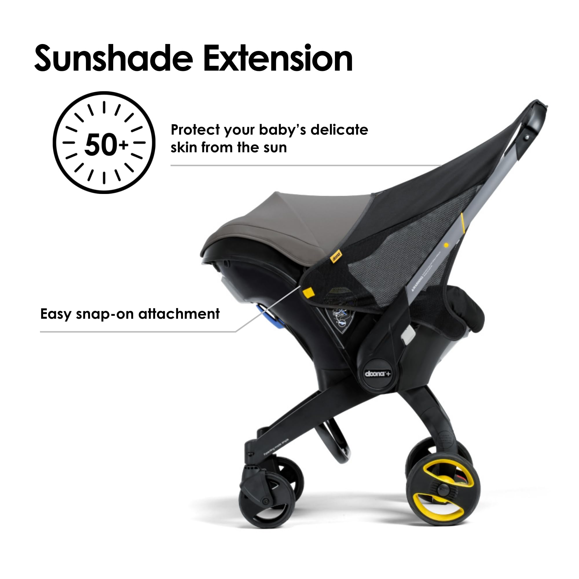 DOONA Sunshade Extension provides UV protection during sunny stroller rides.