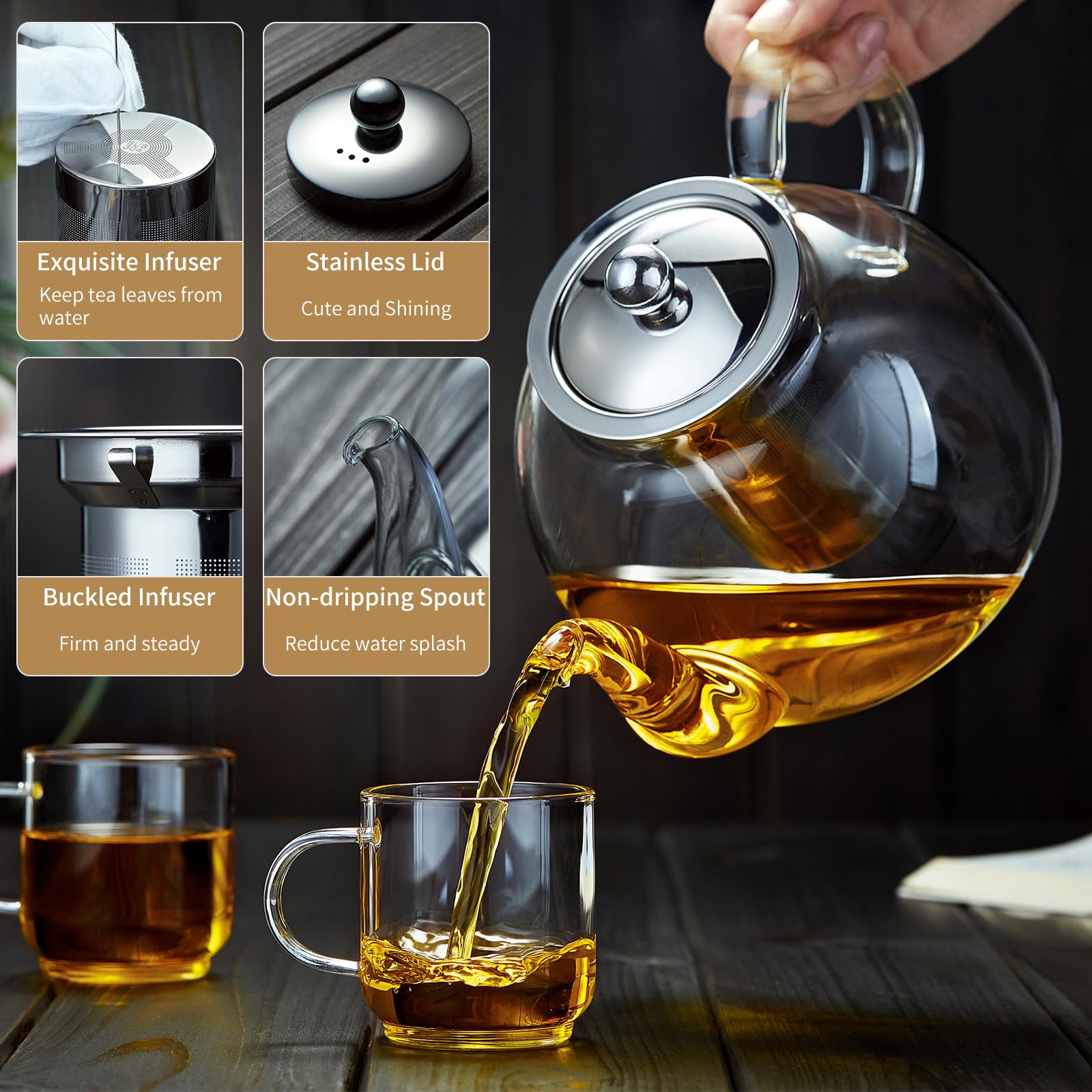 DOPUDO borosilicate teapot dishwasher safe for daily use