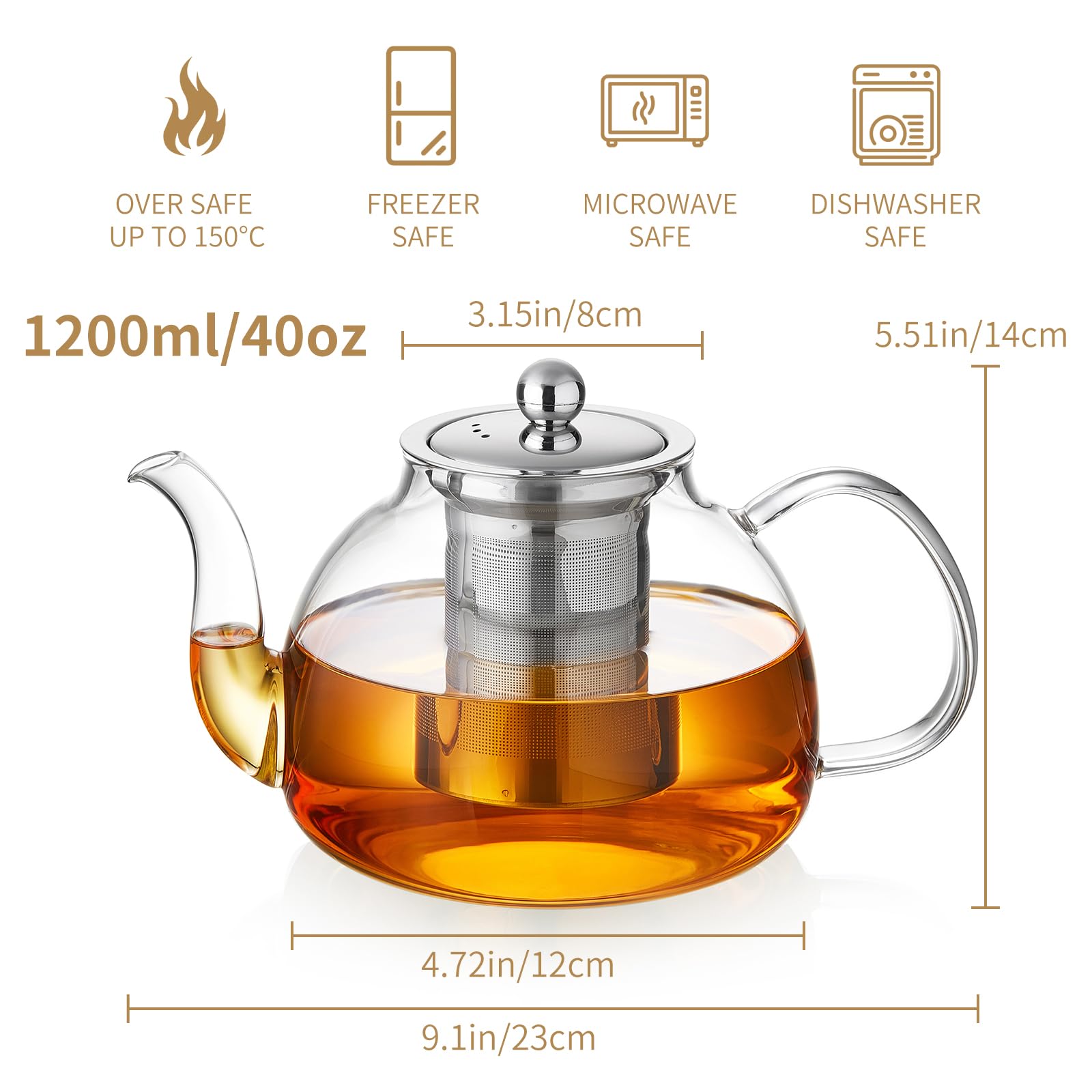 DOPUDO stovetop safe glass teapot ideal for quick brews
