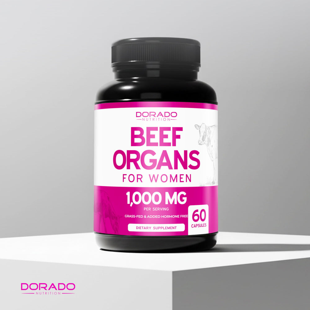Dorado Nutrition Beef Organ Women Capsules in bottle highlight trusted daily nourishment.