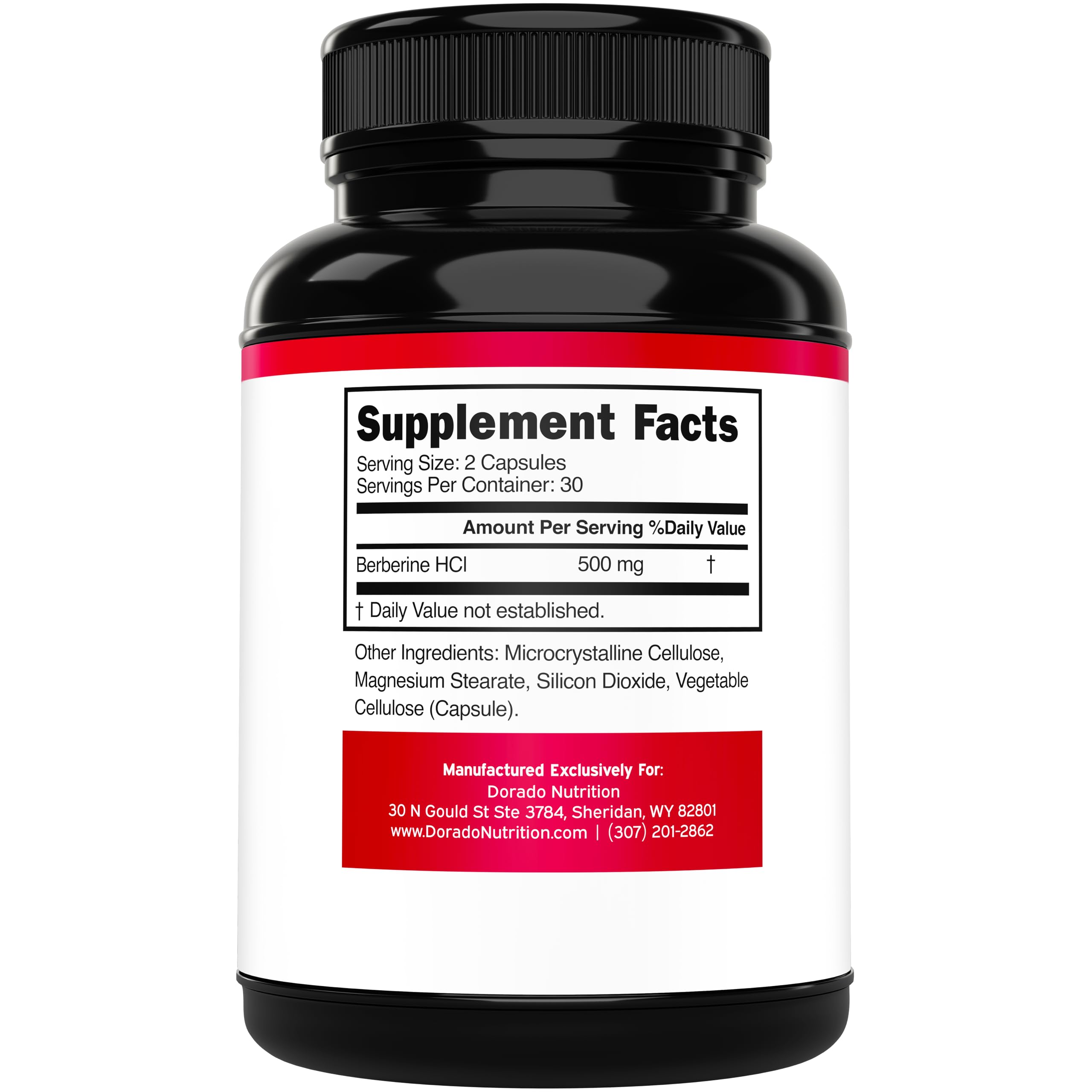 Closeup of Dorado Nutrition Berberine capsules highlighting vegan purity.