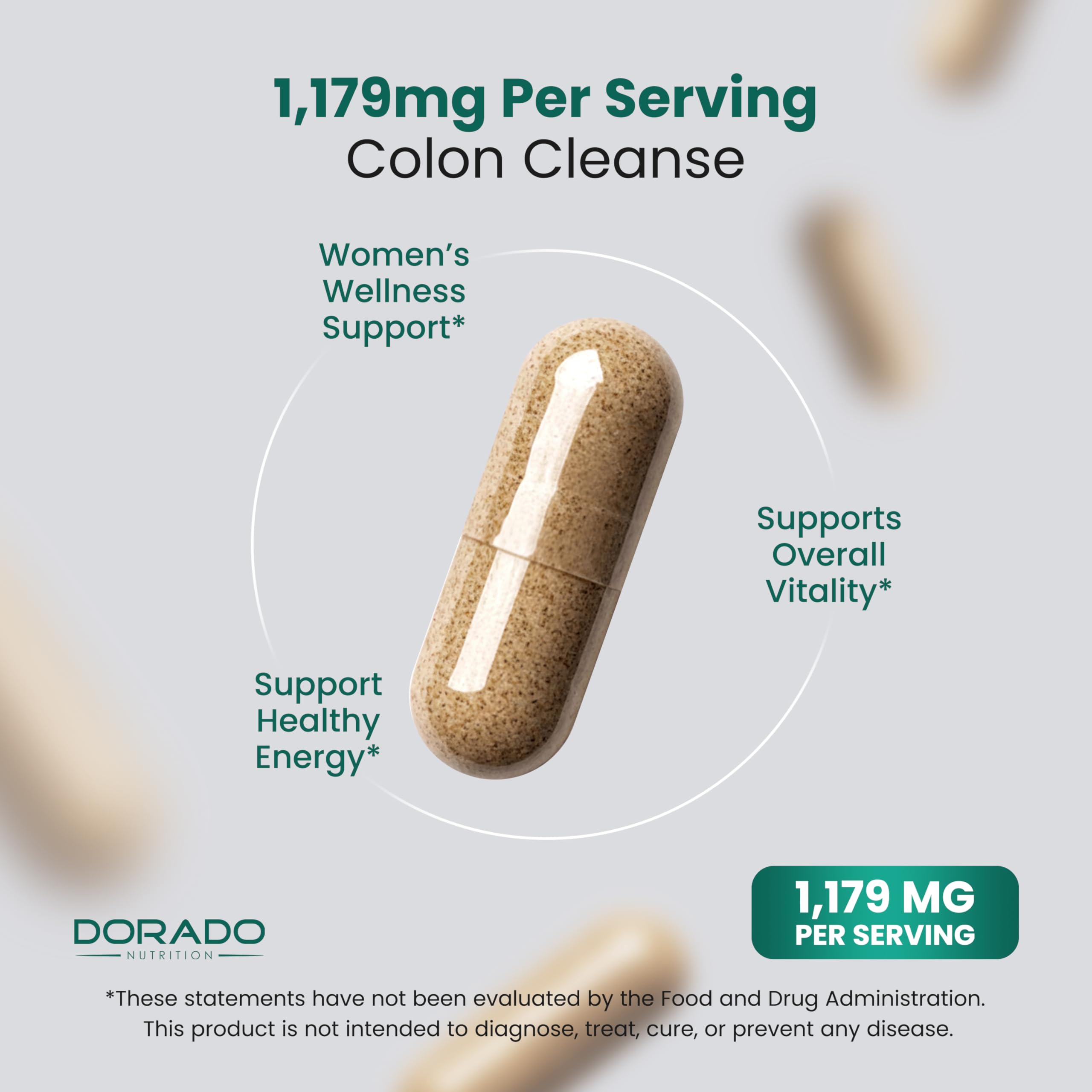 Dorado Nutrition Colon Cleanse ingredients in glass bowl showing well sourced components