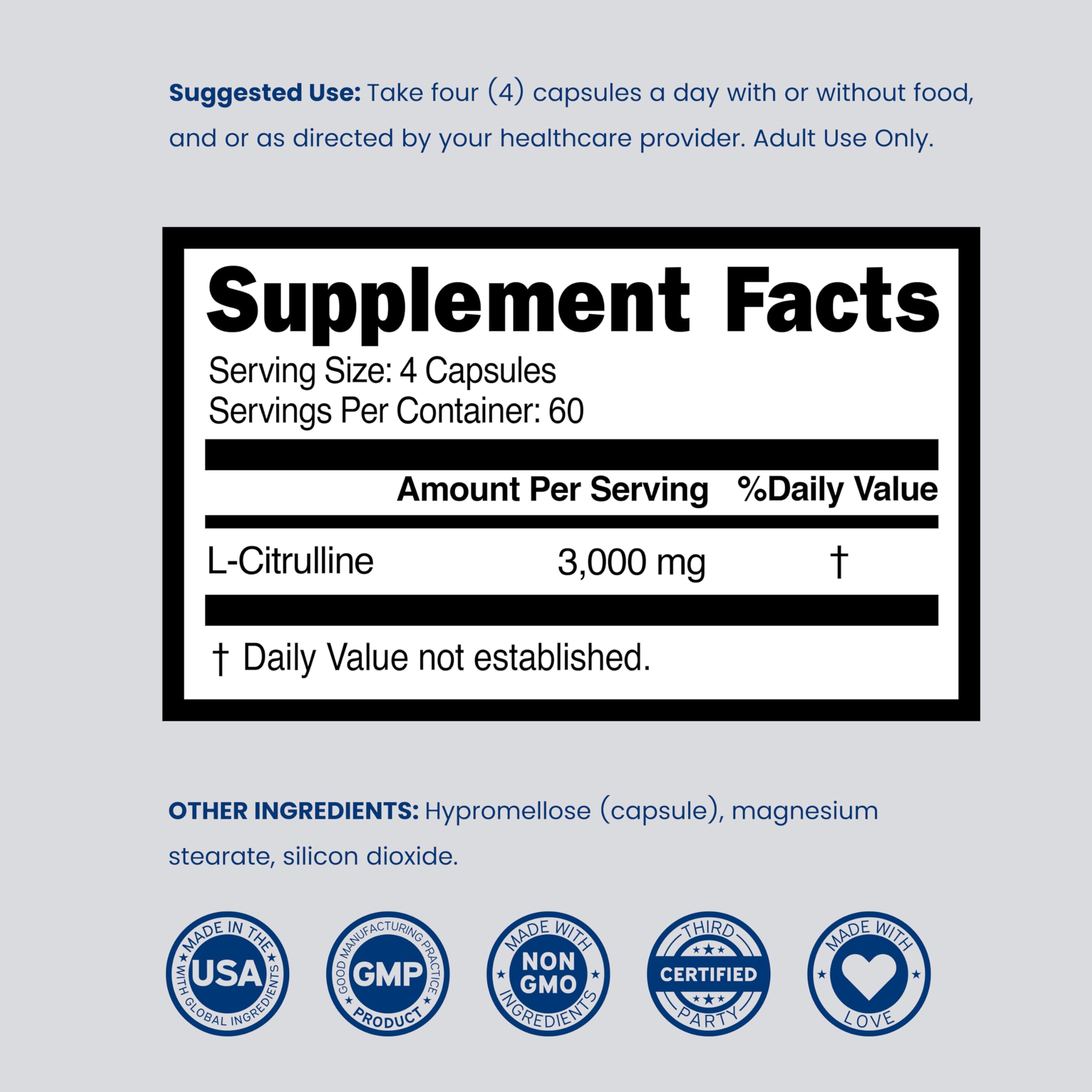 DORADO NUTRITION L Citrulline third-party seal conveys independent testing credibility.
