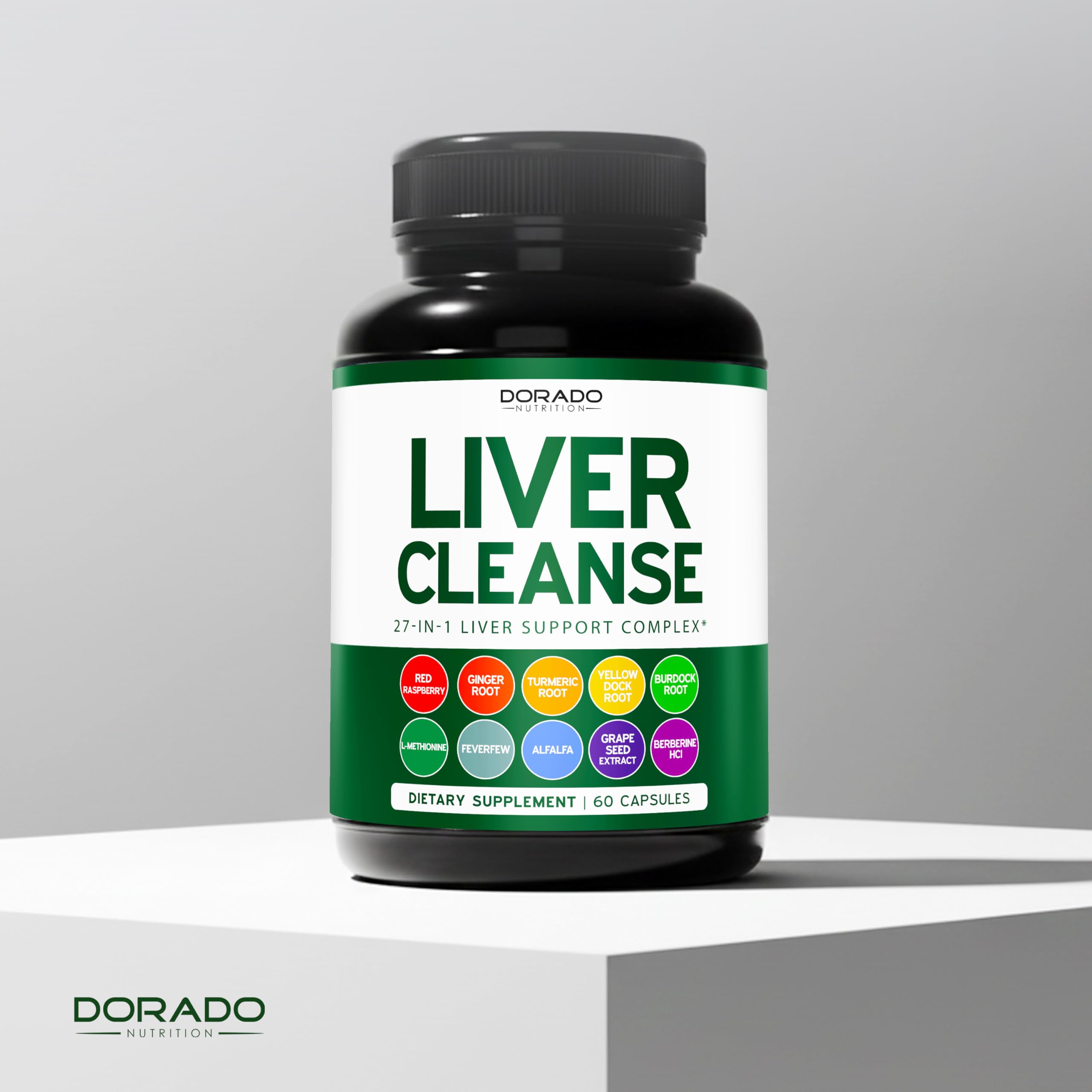 Dorado Nutrition Liver Cleanse capsules with water for easy daily intake.