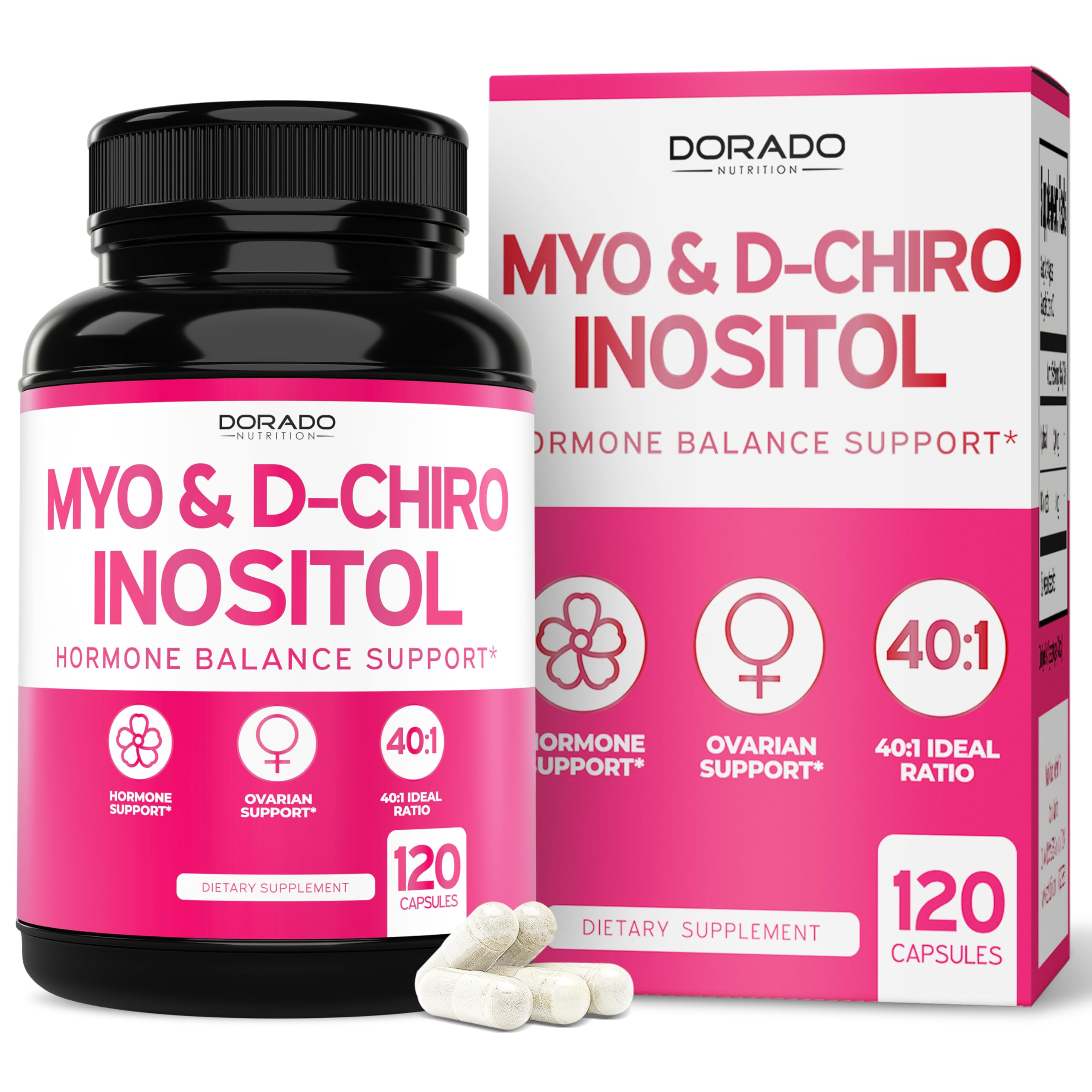 Dorado Nutrition Myo-Inositol D-Chiro bottle front shows balance-support branding
