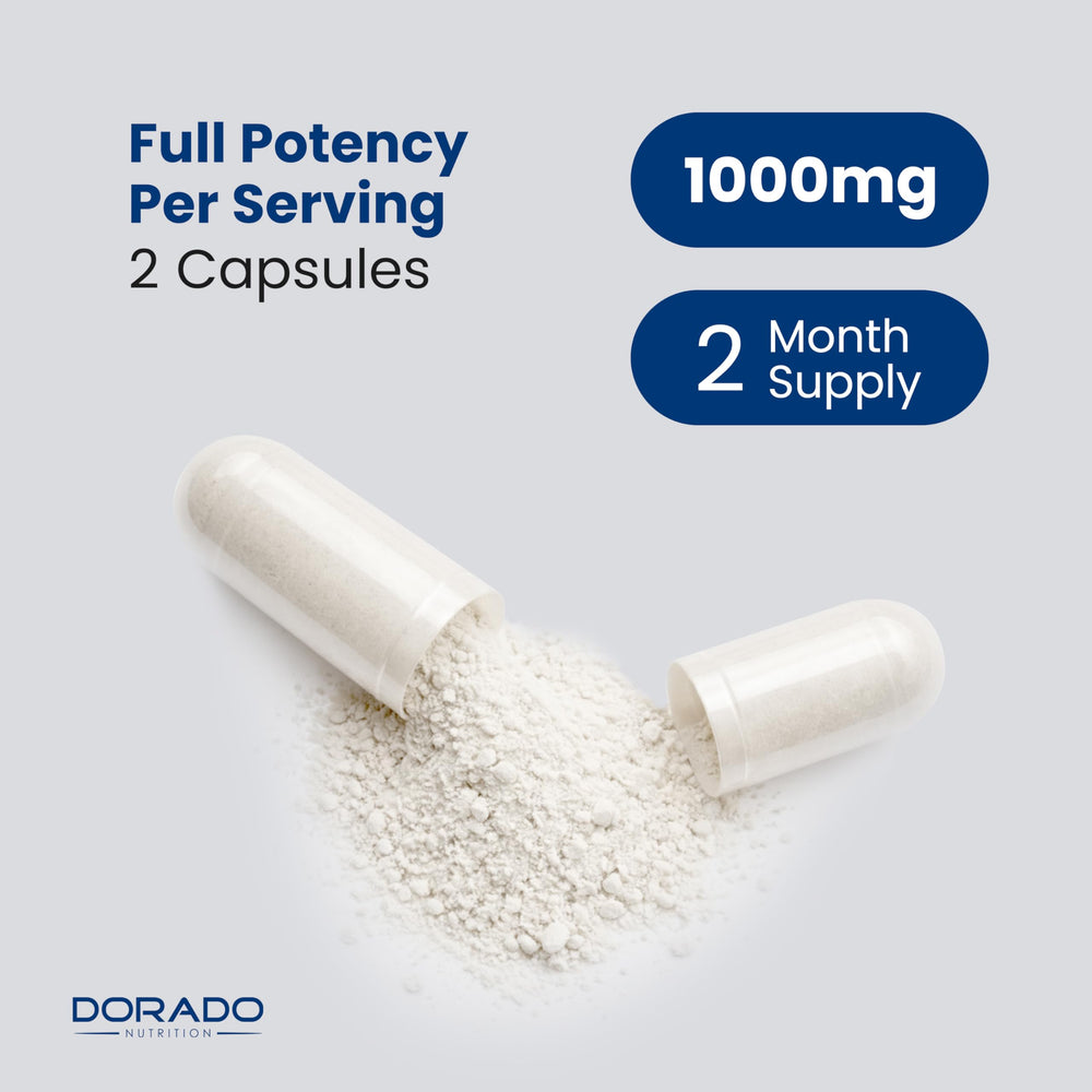 Dorado Nutrition NAC vegan safe label suitable for plant-based lifestyles.