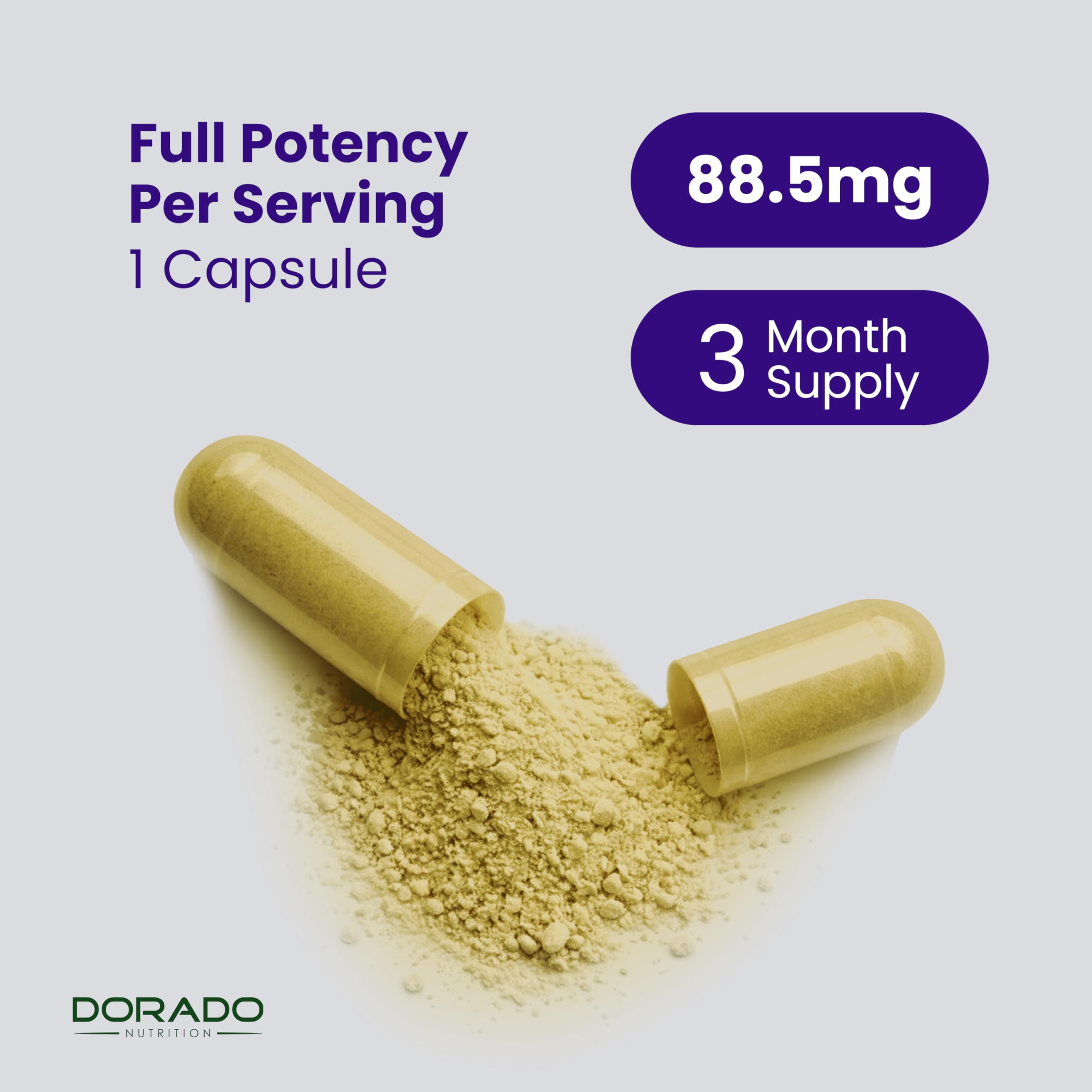Vegan-safe and gluten-free icons on DORADO NUTRITION saffron capsules packaging.