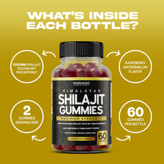 Dorado Nutrition Shilajit Gummies close-up reveals 50 mg potency for daily vitality.