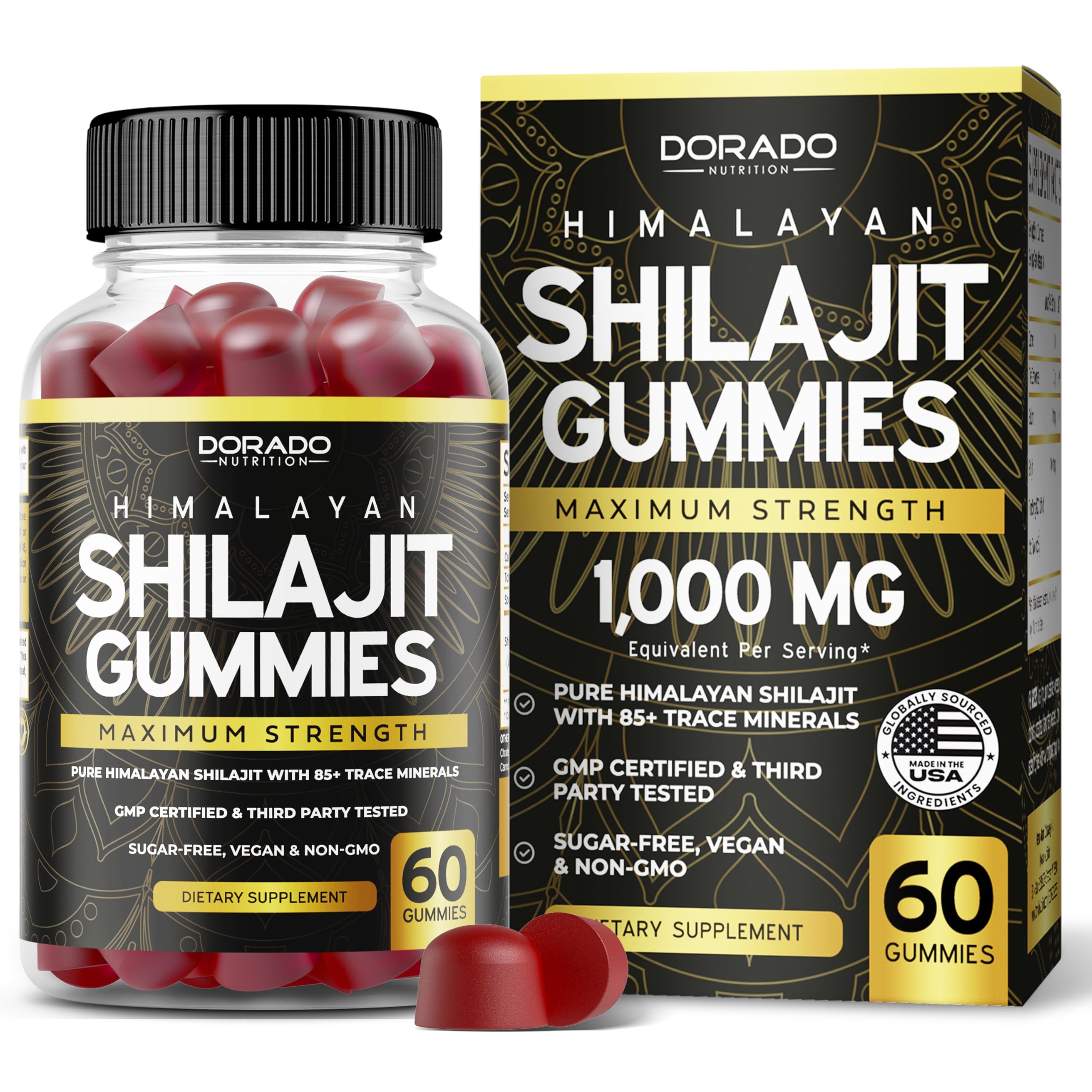 Dorado Nutrition Shilajit Gummies Raspberry Watermelon flavor bottle ready for daily energy support.