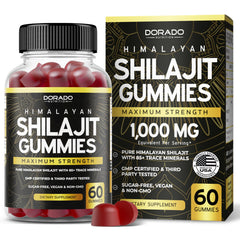 Dorado Nutrition Shilajit Gummies Raspberry Watermelon flavor bottle ready for daily energy support.