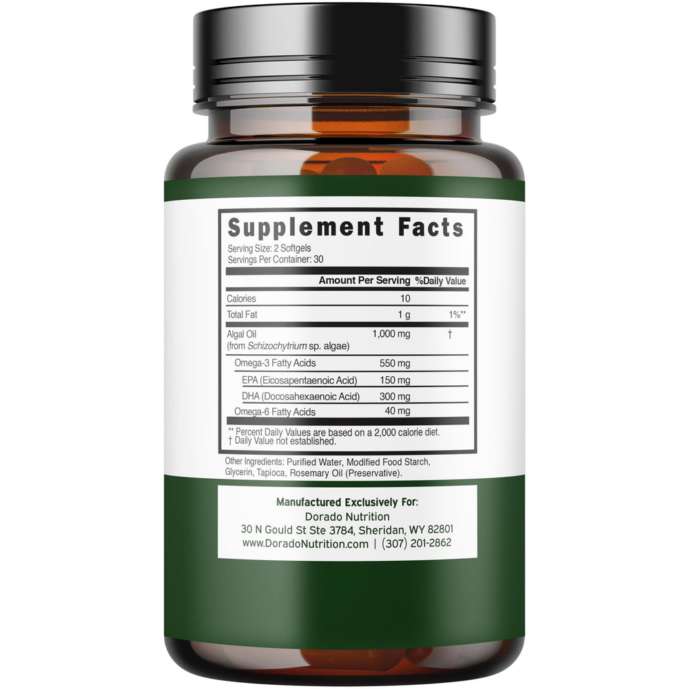 Dorado Nutrition capsules close-up highlighting algae-based omega-3 alternative