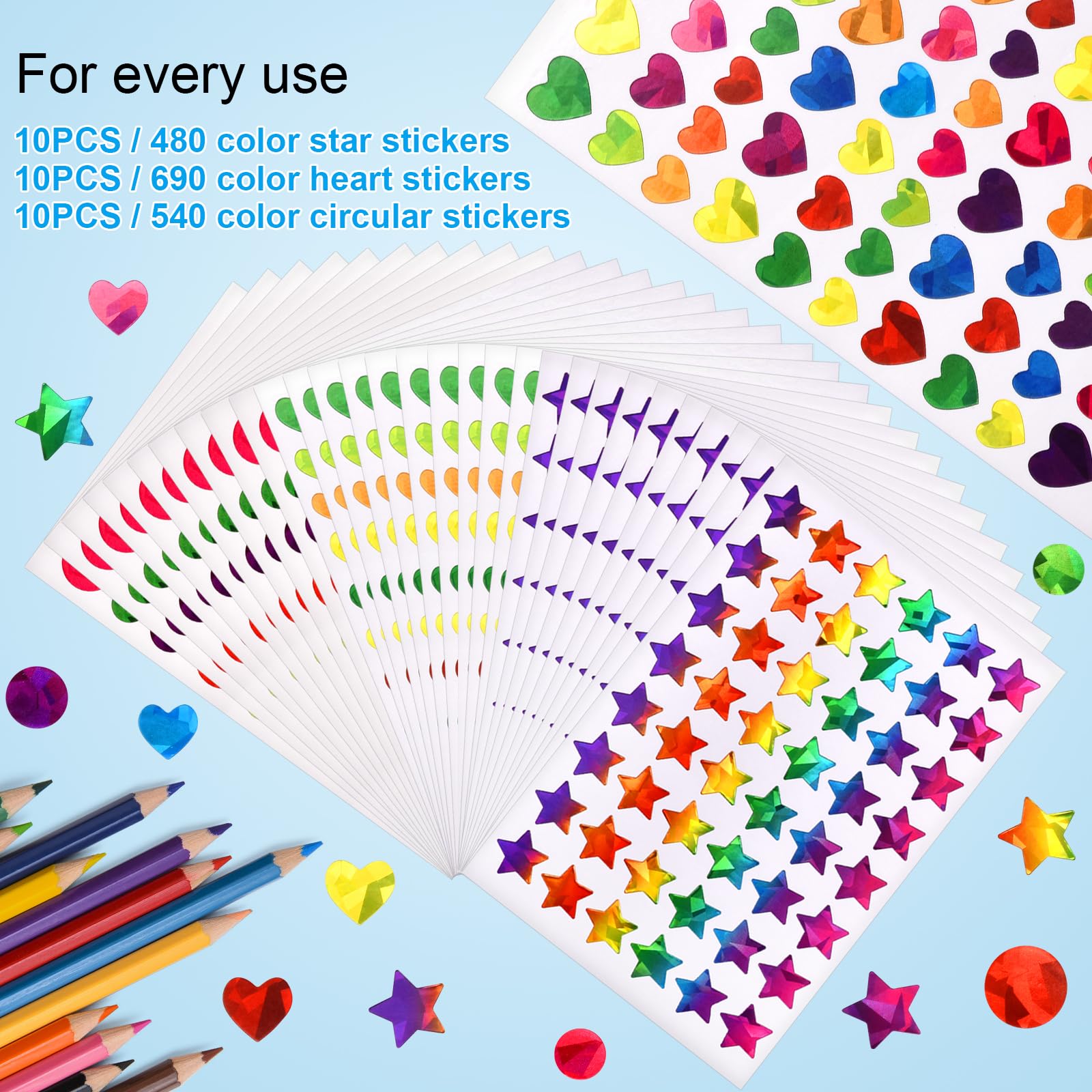 Dorbetar sparkly round stickers foil pack perfect for crafts.