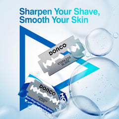 Dorco ST300 Platinum Extra blades stainless steel finish magnified close-up