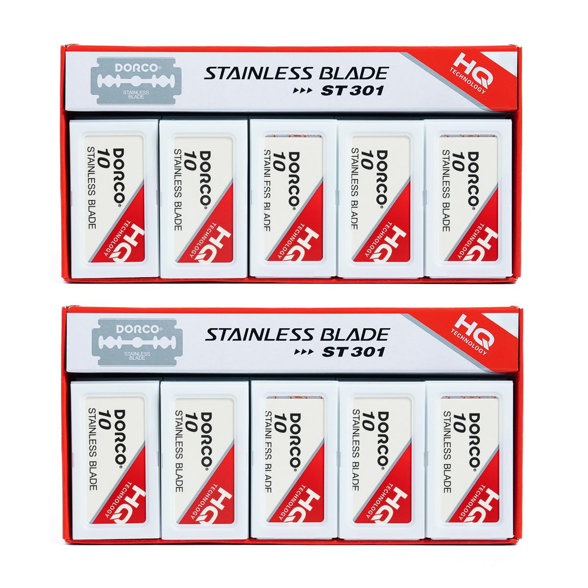 Dorco ST301 Platinum Extra Double Edge blades in a pack-shot for precise shaving.