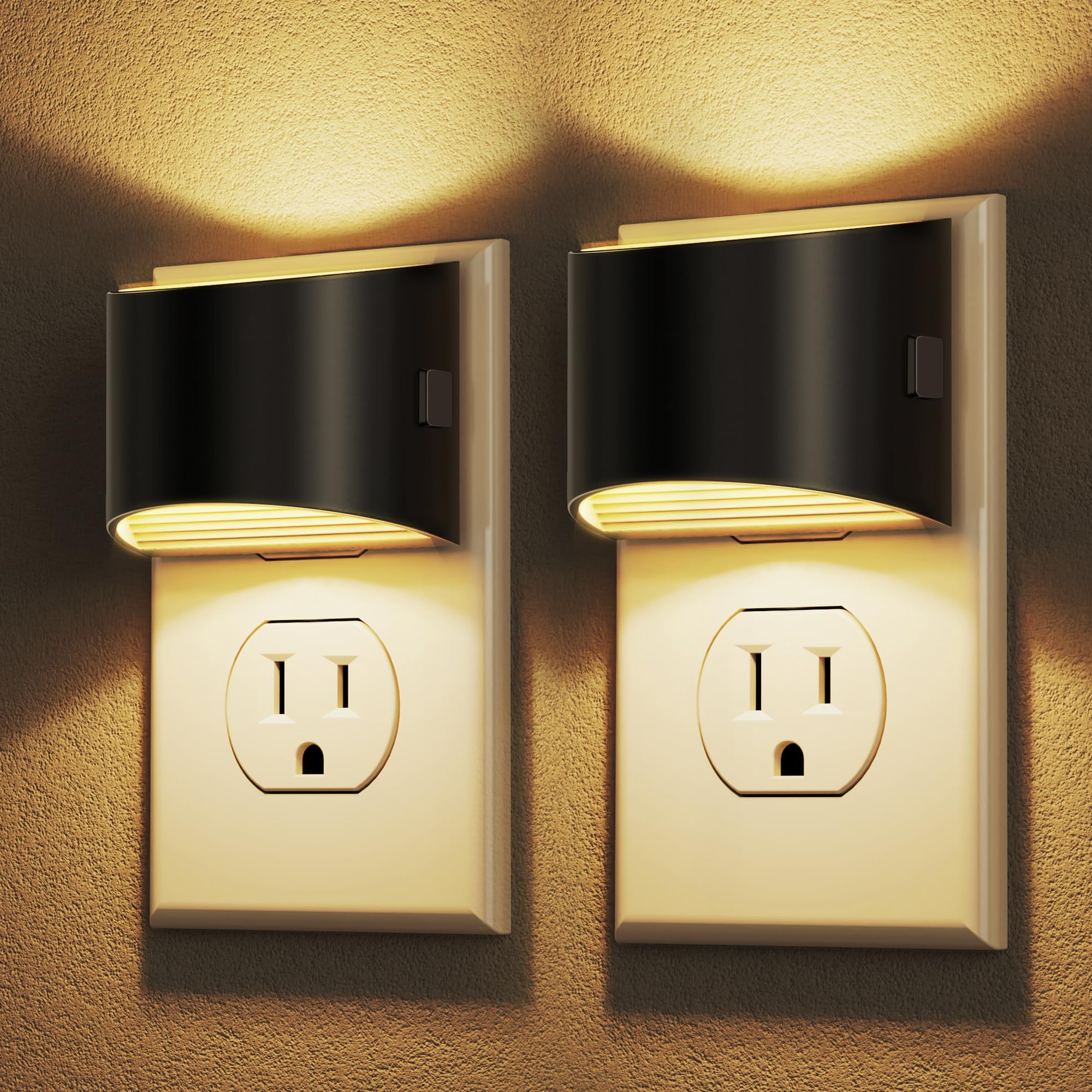 DORESshop LED night light 2-pack plugged into wall for hallway lighting.