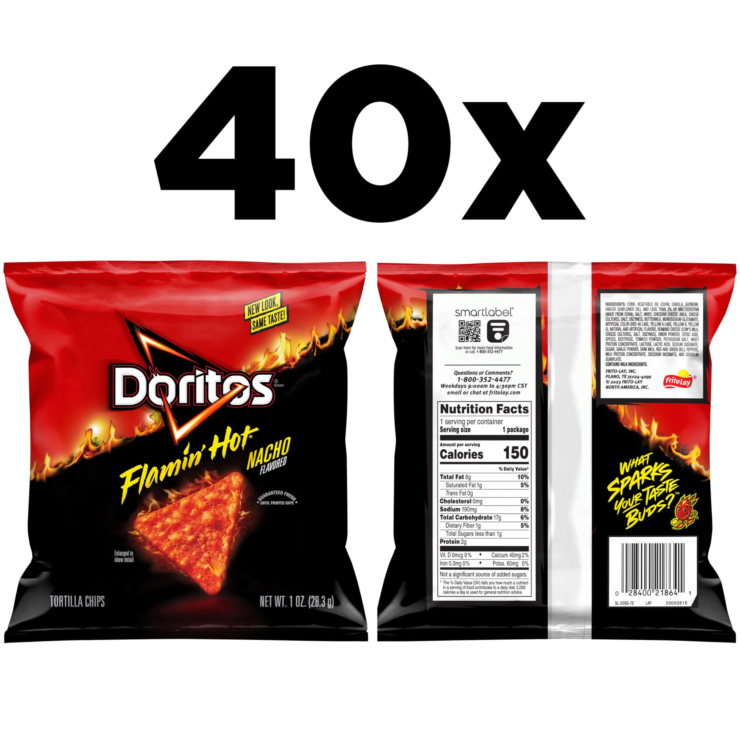 Doritos Flamin' Hot Nacho bags stacked for convenient on-the-go snacking.