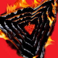 Doritos Flamin' Hot Nacho chips texture close-up.