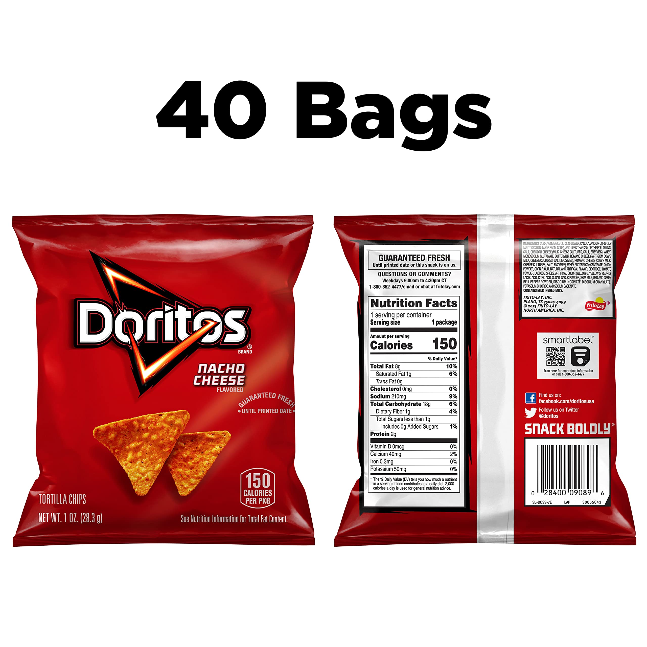 Doritos Nacho Cheese bag open pour captures the crisp texture ready for dipping.