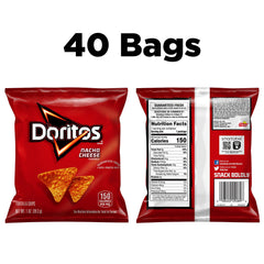 Doritos Nacho Cheese bag open pour captures the crisp texture ready for dipping.
