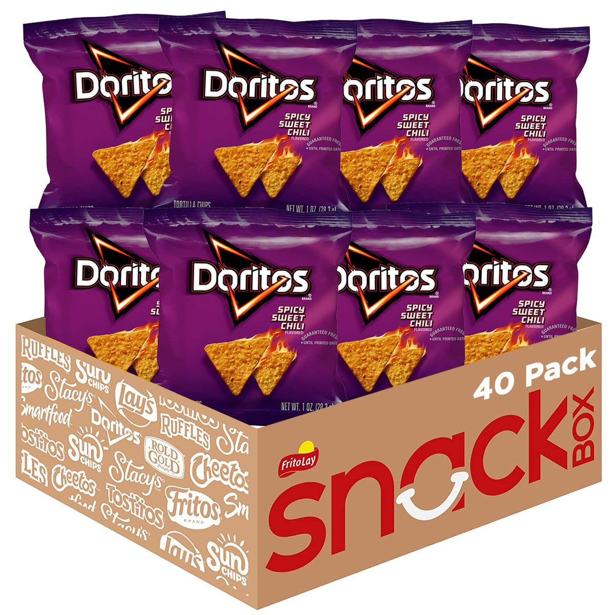 Doritos Spicy Sweet Chili 40-pack bags ready for convenient snacking on the go.