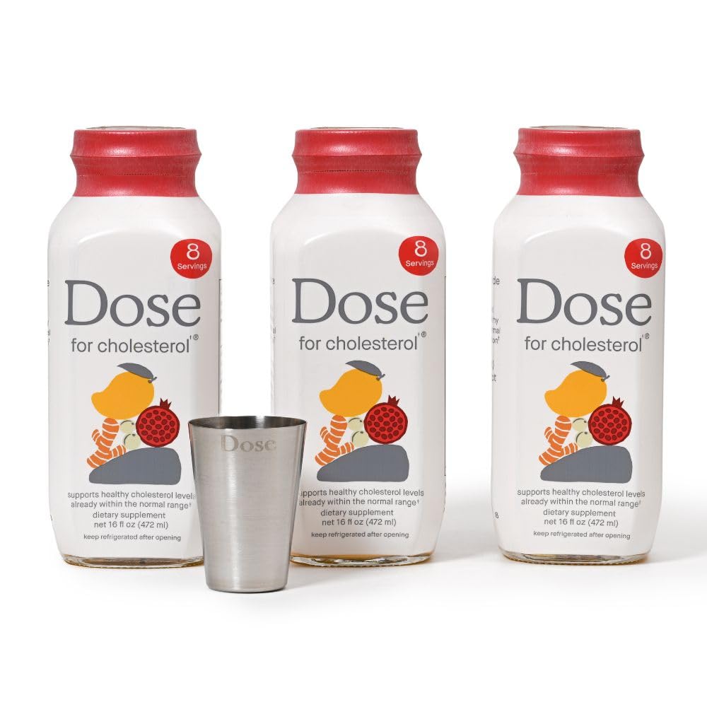 DOSE cholesterol supplement bottle showing a clean, gluten-free formula for heart health support.