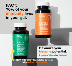 Dose + Remedy Immunity Quercetin bottle open showing capsules.