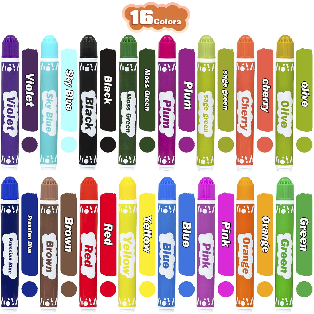 DOSEWART dot markers feature an easy-grip design for little hands.
