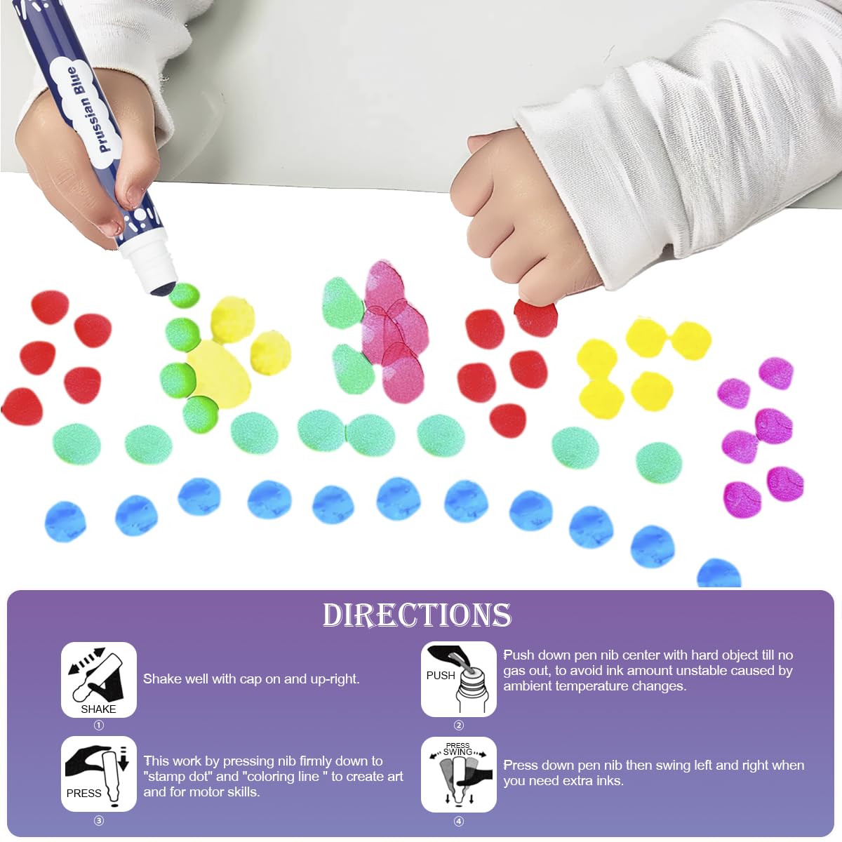 DOSEWART washable markers prevent staining on clothes or skin.