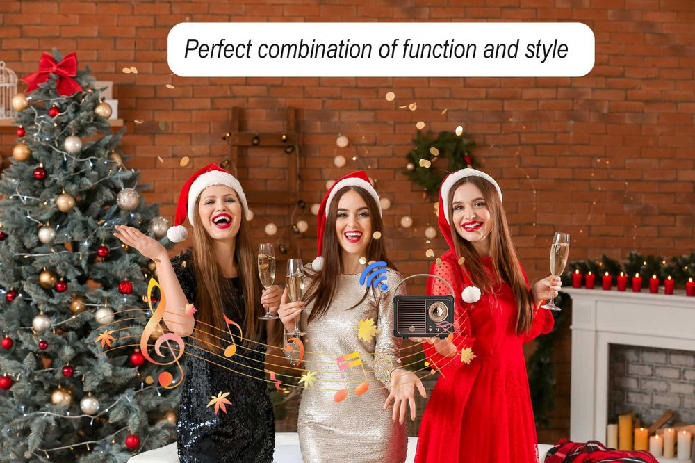 Dosmix retro Bluetooth speaker with battery indicator, shows power at a glance