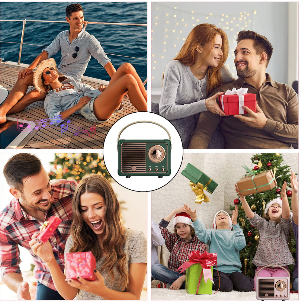 Dosmix green retro speaker side profile perfect for bedside ambience.