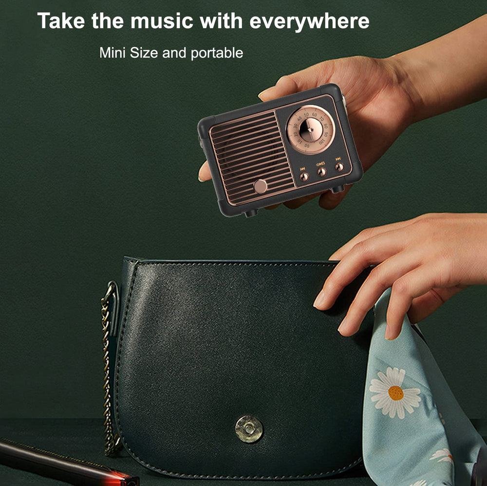 Dosmix retro Bluetooth speaker in kitchen, adds vintage decor while playing music