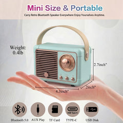 Dosmix retro Bluetooth speaker side view, blending vintage design with everyday listening.