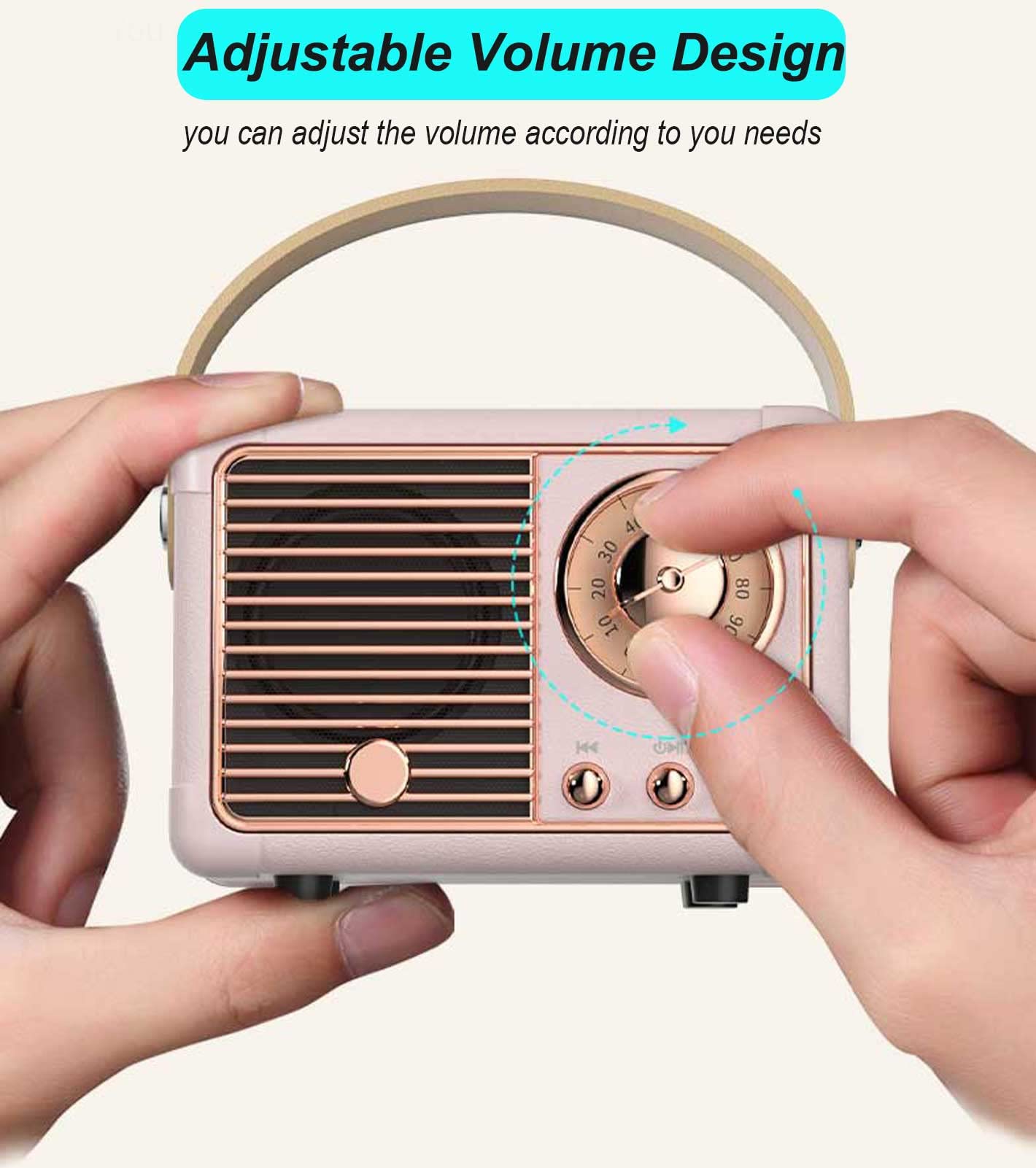 Dosmix Retro Bluetooth Speaker side view, vintage aesthetic complements home decor