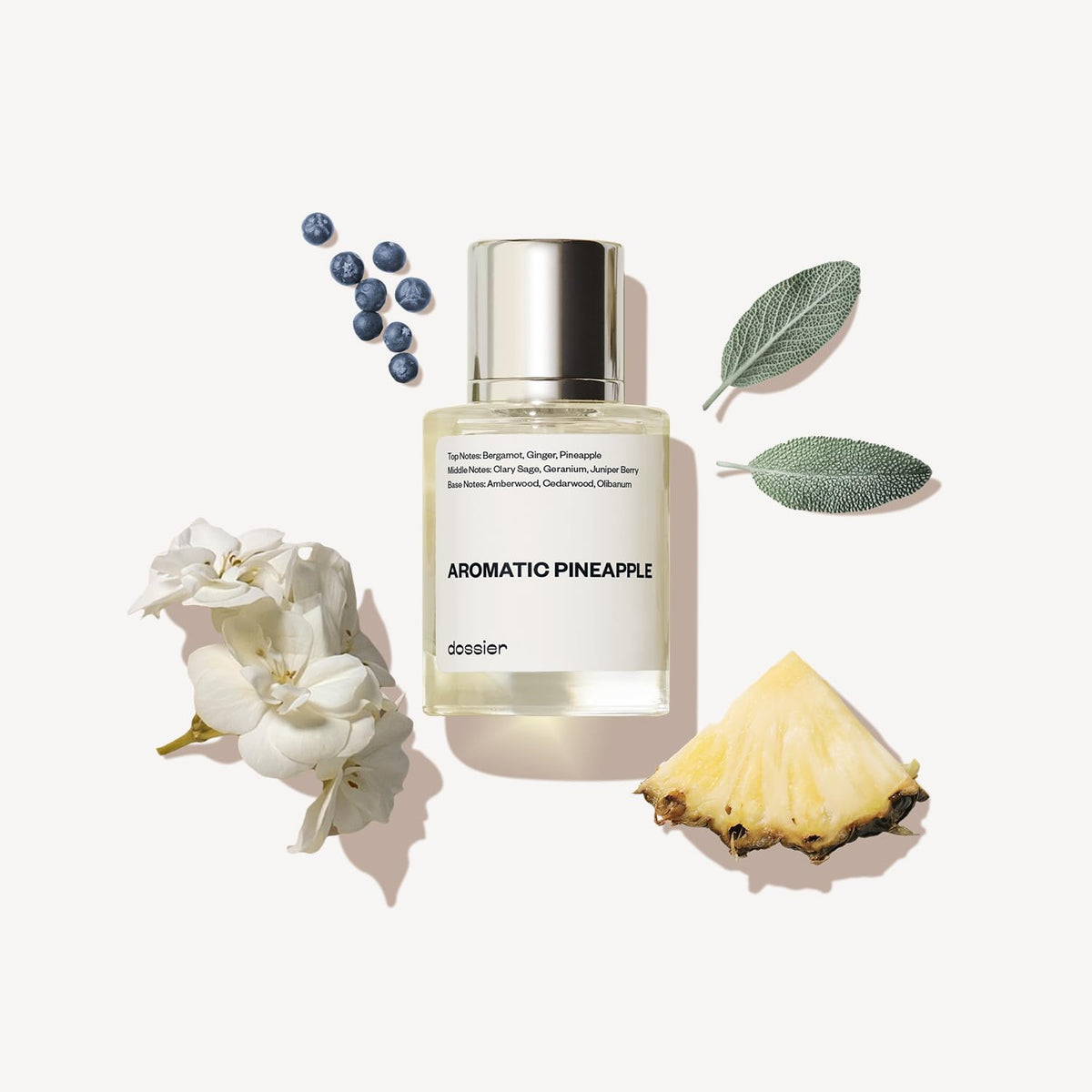 Dossier Aromatic Pineapple bottle pour showcases a lasting masculine fragrance for daily wear