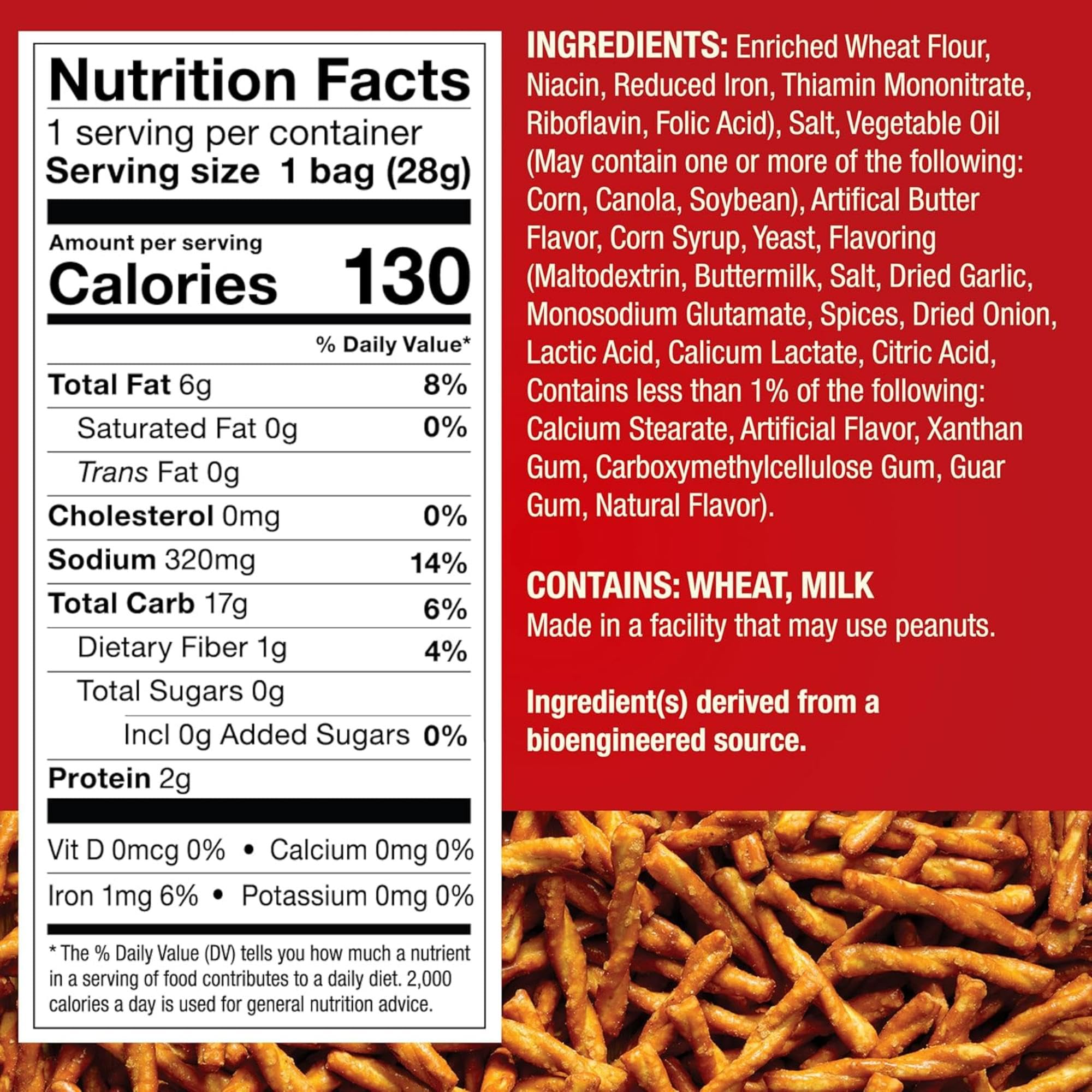 Dot's Homestyle Pretzels crunch close-up shows golden, seasoned coating.