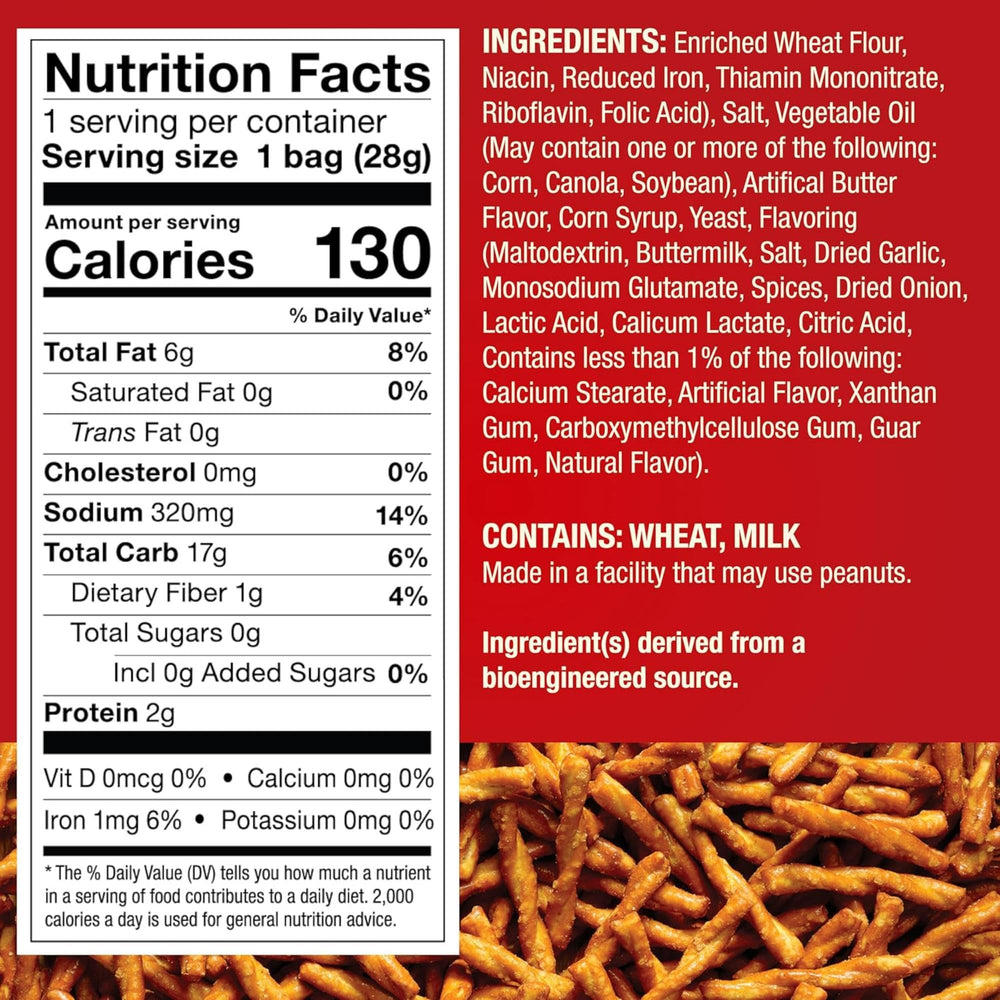 Dot's Homestyle Pretzels crunch close-up shows golden, seasoned coating.
