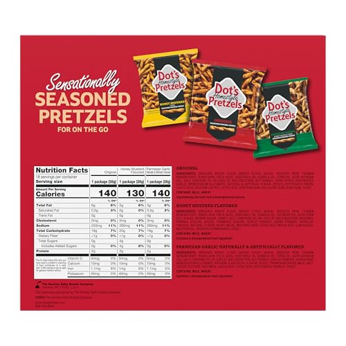 Dot's Homestyle Pretzels Honey Mustard bag with zesty flavor for lunchboxes.