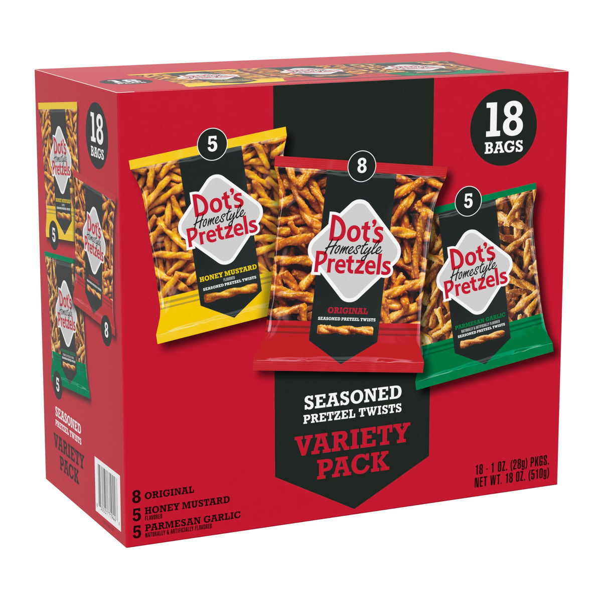 Dot's Homestyle Pretzels Original bag for on-the-go crunchy snacking.